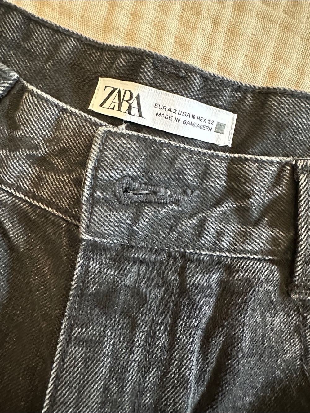 Zara Black Washed Denim Shorts